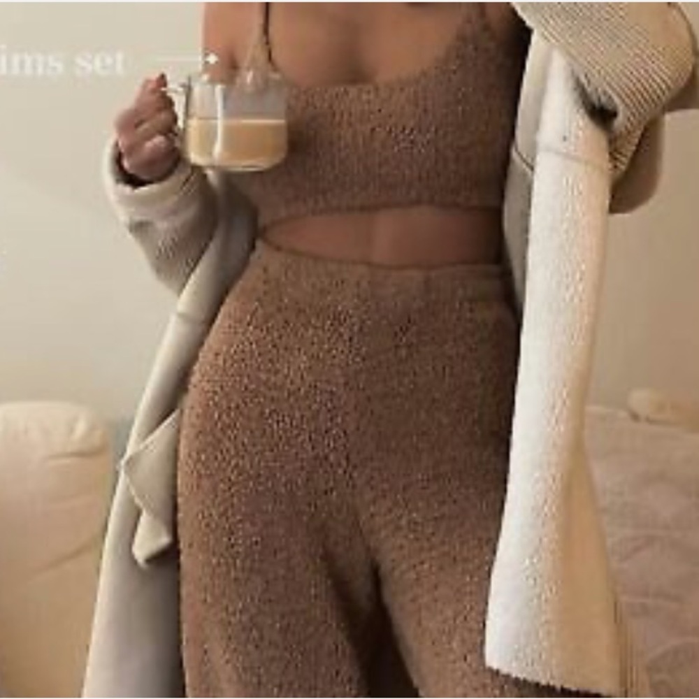 Skims‎ Cozy Knit Lounge Cropped Tank in Camel Size XXS/XS